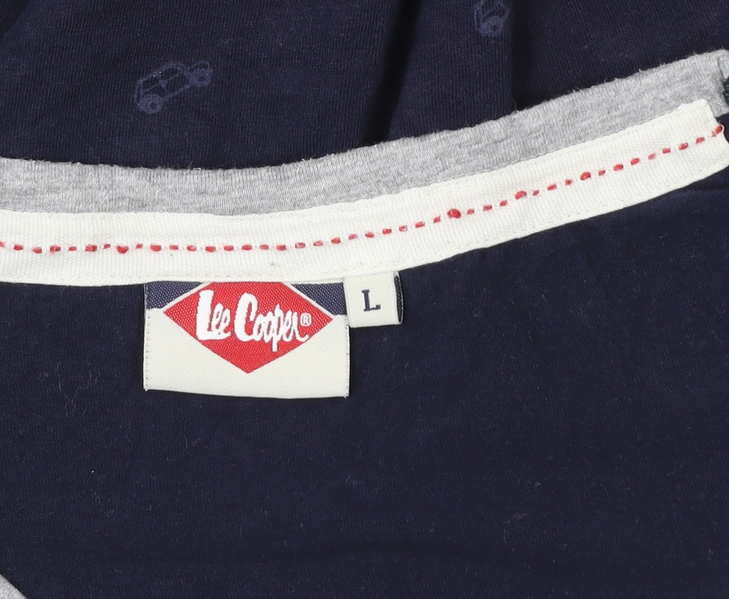 Lee Cooper Unisex Blue Car Print Tank Top L Cotton Summer Casual