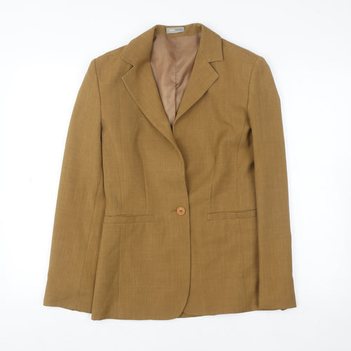 Anna Rossi Womens Brown Single-Breasted Blazer Size 12 Polyester Lined