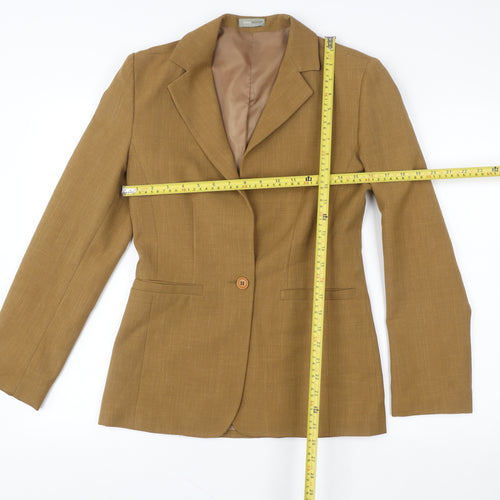 Anna Rossi Womens Brown Single-Breasted Blazer Size 12 Polyester Lined