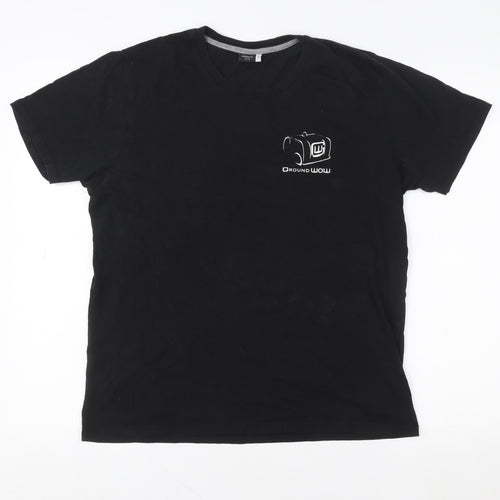 Premium Men Black Cotton Crew Neck Short Sleeve T-Shirt M