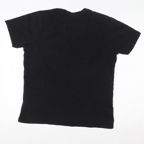 Premium Men Black Cotton Crew Neck Short Sleeve T-Shirt M