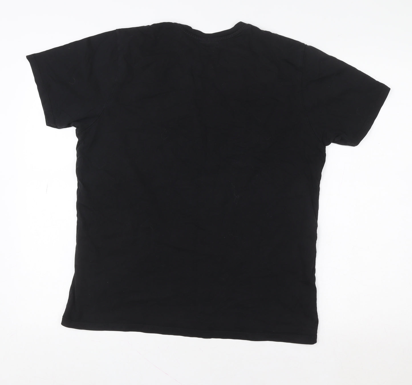 Premium Men Black Cotton Crew Neck Short Sleeve T-Shirt M