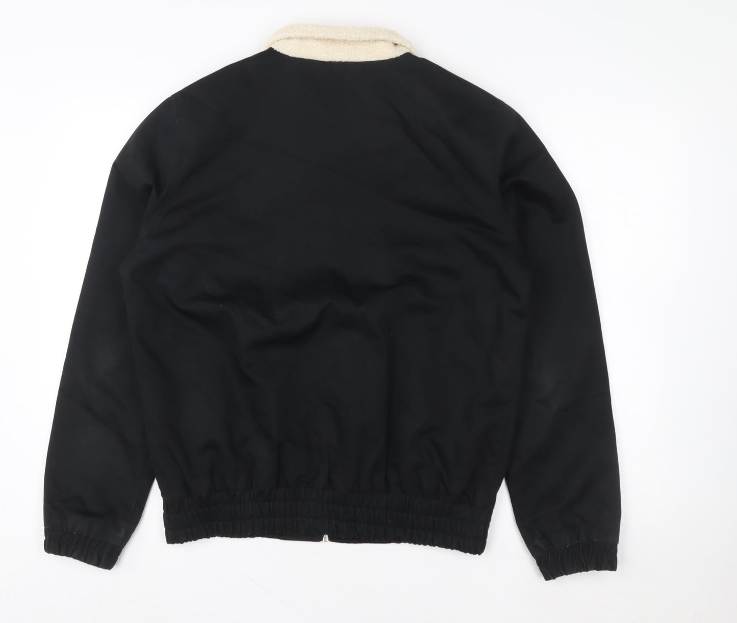 boohooMAN Men’s Black Faux Shearling Collar Bomber Jacket Size M