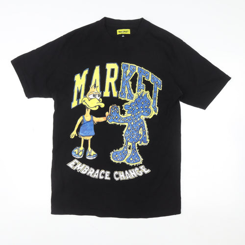MARKET Men's Black Graphic Cartoon T-Shirt Size M Crew Neck