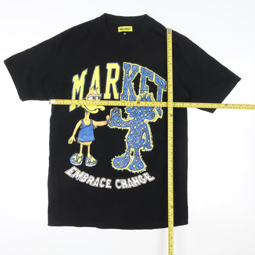 MARKET Men's Black Graphic Cartoon T-Shirt Size M Crew Neck