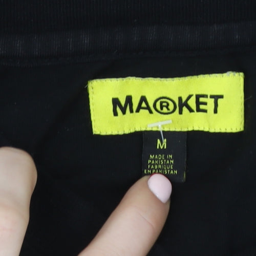 MARKET Men's Black Graphic Cartoon T-Shirt Size M Crew Neck