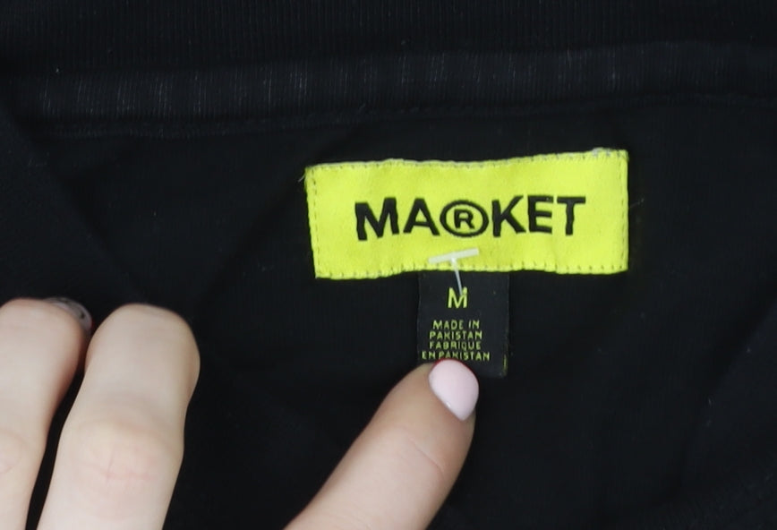 MARKET Men's Black Graphic Cartoon T-Shirt Size M Crew Neck