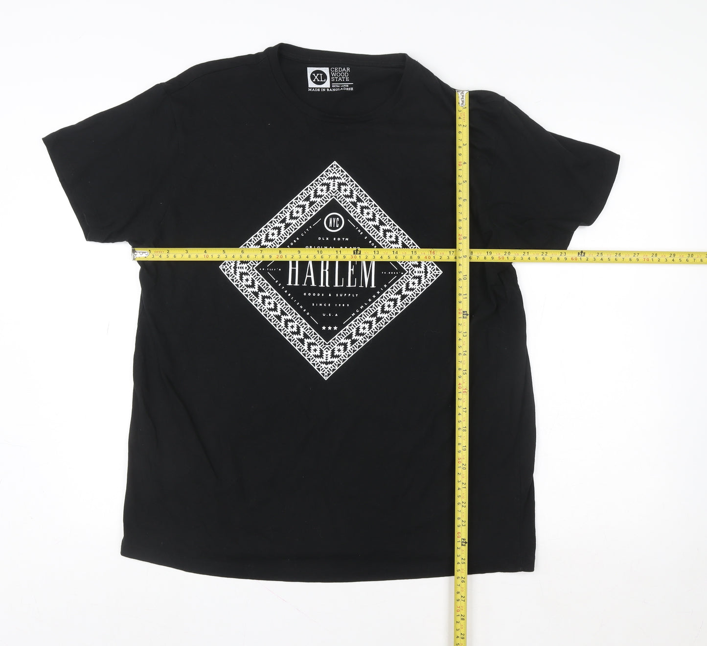 Cedar Wood State Black XL Unisex Basic Crew Neck Short Sleeve T-Shirt