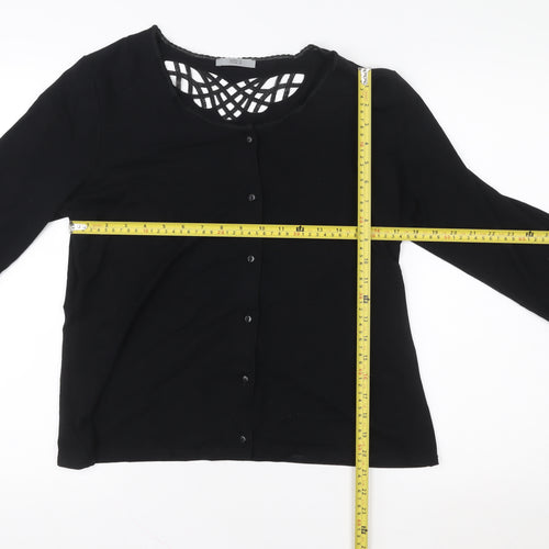 Marks and Spencer Women's Black Lace Trim Button-Up Top UK 18