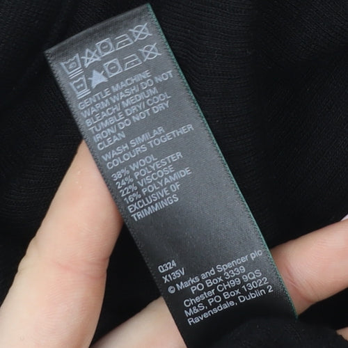 Marks and Spencer Women’s Black Wool Blend Long Sleeve Top Size S