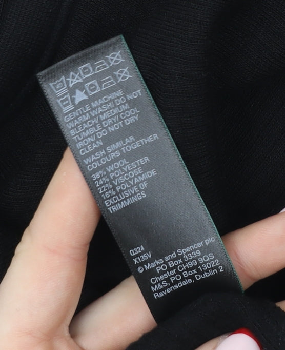 Marks and Spencer Women’s Black Wool Blend Long Sleeve Top Size S