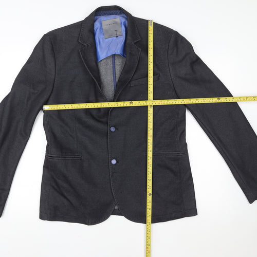 Zara Black Regular Fit Single-Breasted Blazer Jacket L Unisex Adults