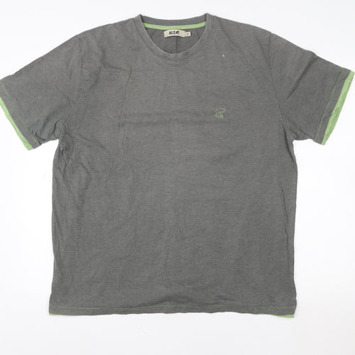 Alssr Unisex Grey Cotton Crew Neck XL T-Shirt