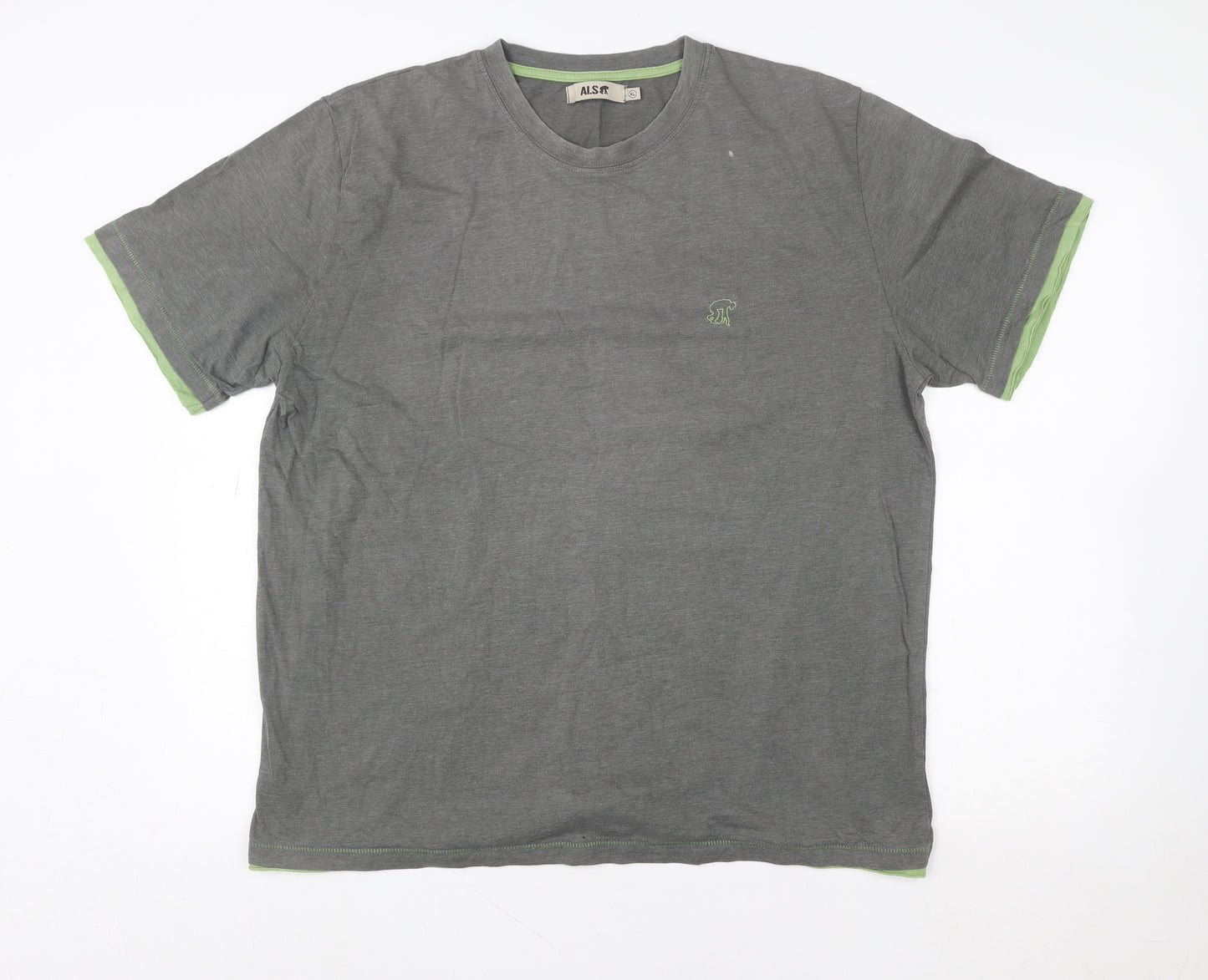 Alssr Unisex Grey Cotton Crew Neck XL T-Shirt