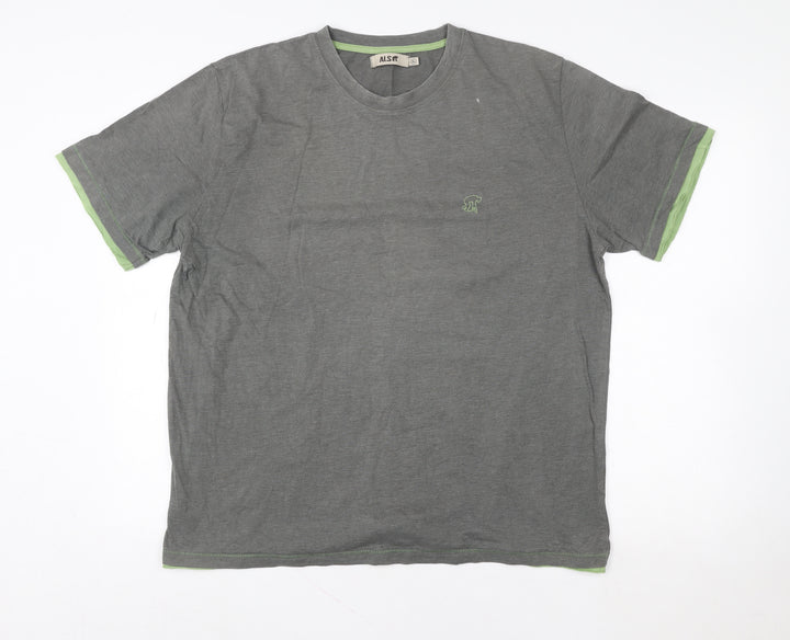 Alssr Unisex Grey Cotton Crew Neck XL T-Shirt