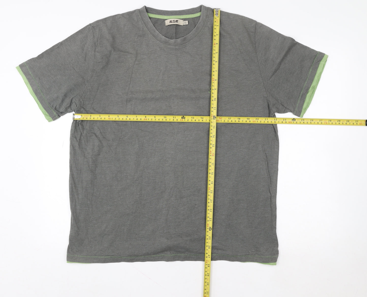 Alssr Unisex Grey Cotton Crew Neck XL T-Shirt