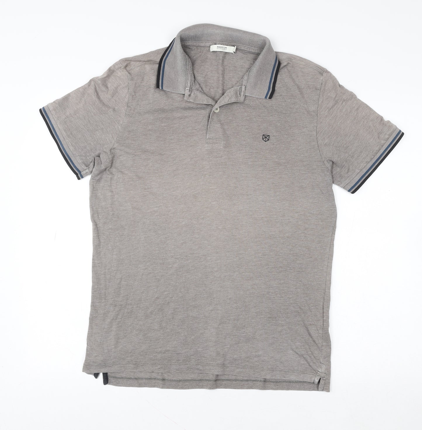 Jack & Jones Grey Men's M Premium Cotton Polo Shirt