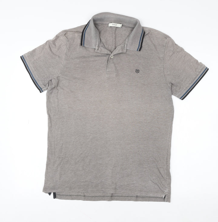 Jack & Jones Grey Men's M Premium Cotton Polo Shirt