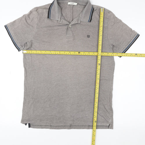 Jack & Jones Grey Men's M Premium Cotton Polo Shirt