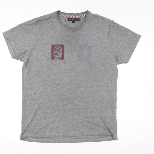 Ben Sherman Men's Grey Graphic Music Print T-Shirt Size L