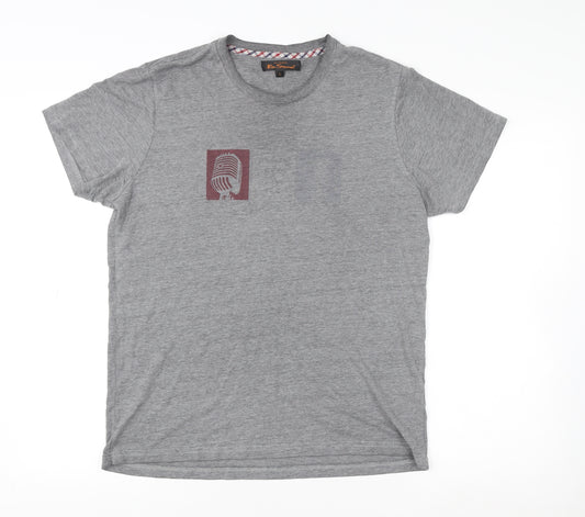 Ben Sherman Men's Grey Graphic Music Print T-Shirt Size L