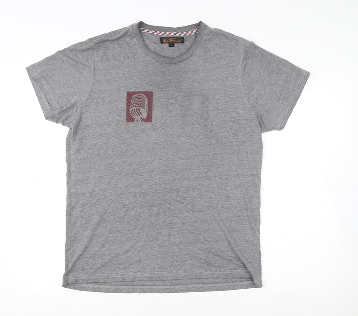Ben Sherman Men's Grey Graphic Music Print T-Shirt Size L