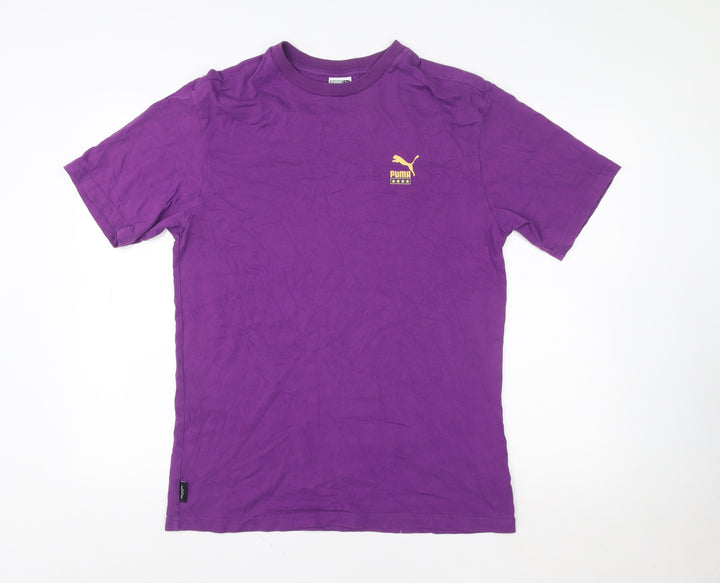 Puma Womens Purple Basic Cotton Crew Neck Short Sleeve T-Shirt S