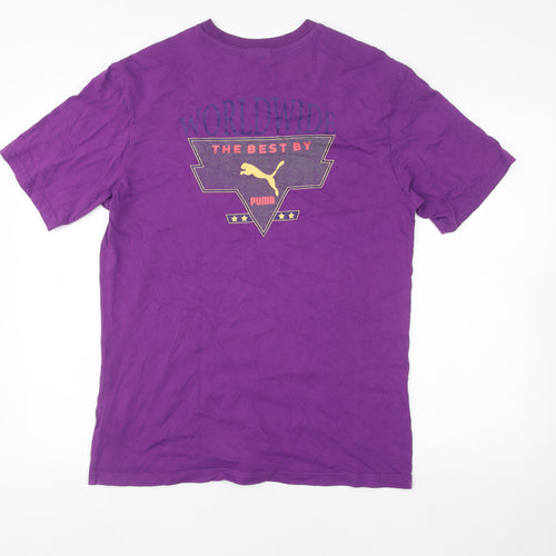Puma Womens Purple Basic Cotton Crew Neck Short Sleeve T-Shirt S