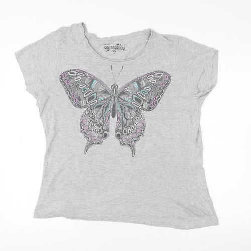 Atmosphere Women’s Grey Butterfly Print Short Sleeve T-Shirt Size 10