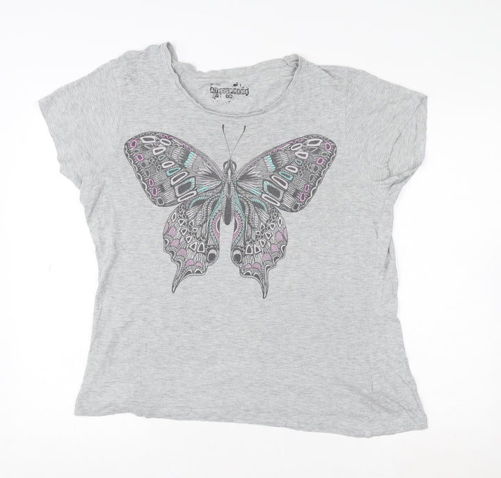 Atmosphere Women’s Grey Butterfly Print Short Sleeve T-Shirt Size 10