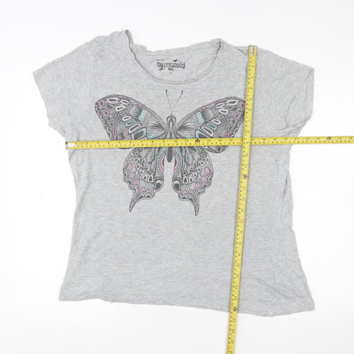 Atmosphere Women’s Grey Butterfly Print Short Sleeve T-Shirt Size 10