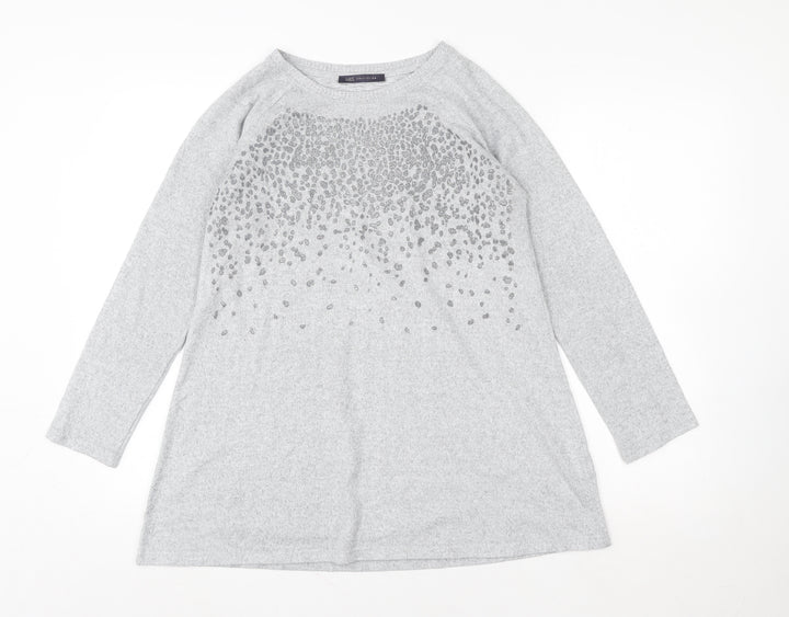 Marks and Spencer Womens Grey Sequin Embellished Pullover Sweatshirt UK 12