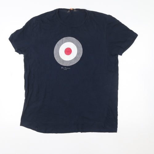 Ben Sherman Men's Blue Target Graphic T-Shirt Size S Retro Mod Style