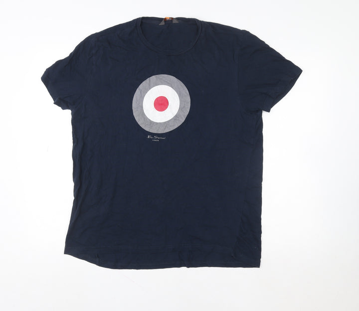Ben Sherman Men's Blue Target Graphic T-Shirt Size S Retro Mod Style