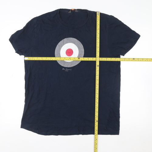 Ben Sherman Men's Blue Target Graphic T-Shirt Size S Retro Mod Style
