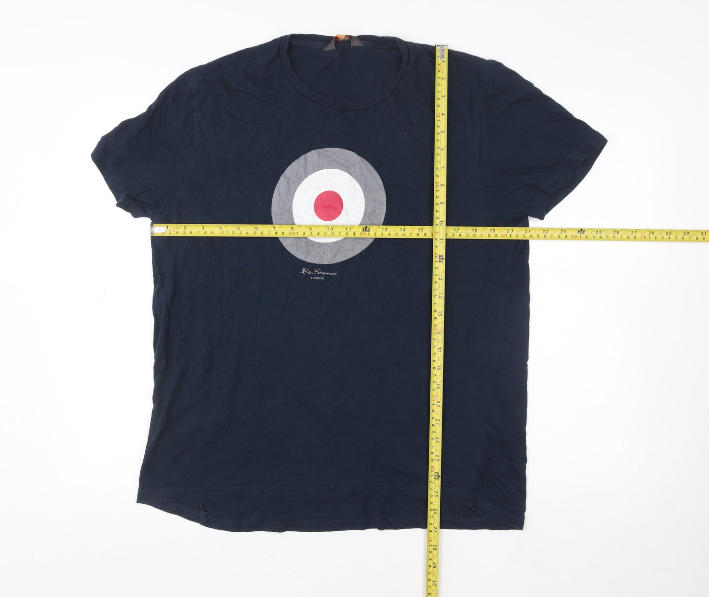 Ben Sherman Men's Blue Target Graphic T-Shirt Size S Retro Mod Style