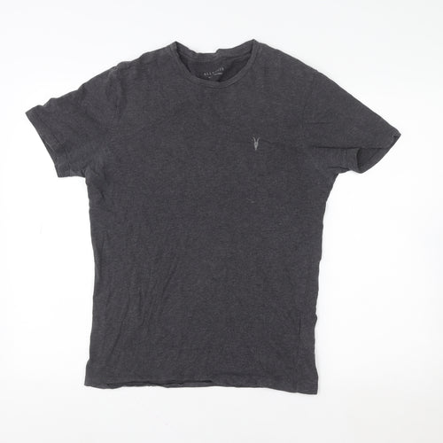 AllSaints Men's Grey Cotton Slim Fit Crew Neck T-Shirt Size S