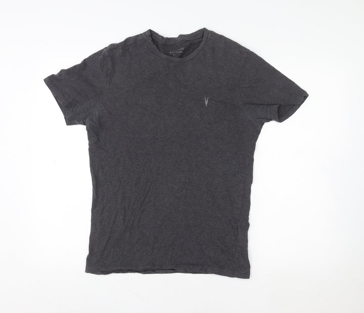 AllSaints Men's Grey Cotton Slim Fit Crew Neck T-Shirt Size S