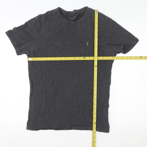 AllSaints Men's Grey Cotton Slim Fit Crew Neck T-Shirt Size S