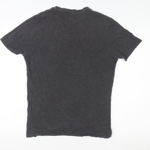 AllSaints Men's Grey Cotton Slim Fit Crew Neck T-Shirt Size S