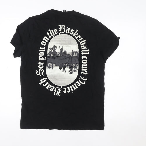 H&M Women's Black Regular Fit Graphic Basketball T-Shirt M