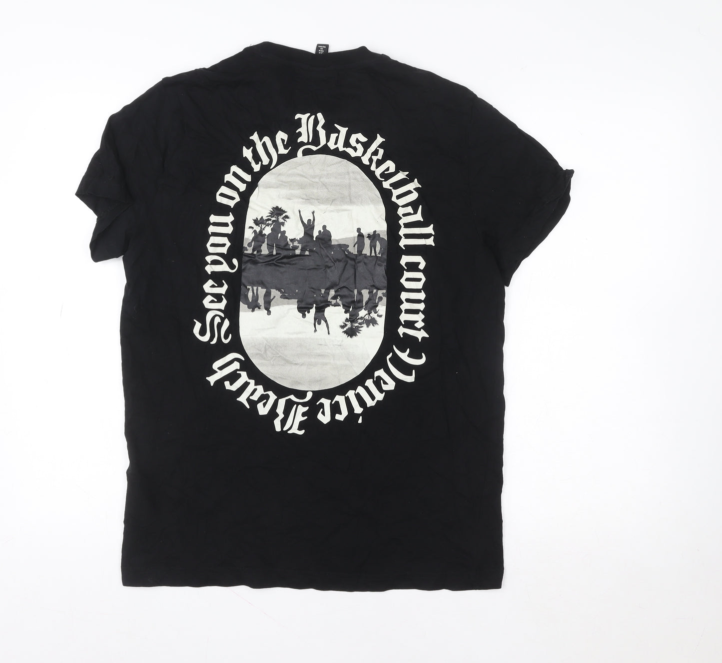 H&M Women's Black Regular Fit Graphic Basketball T-Shirt M