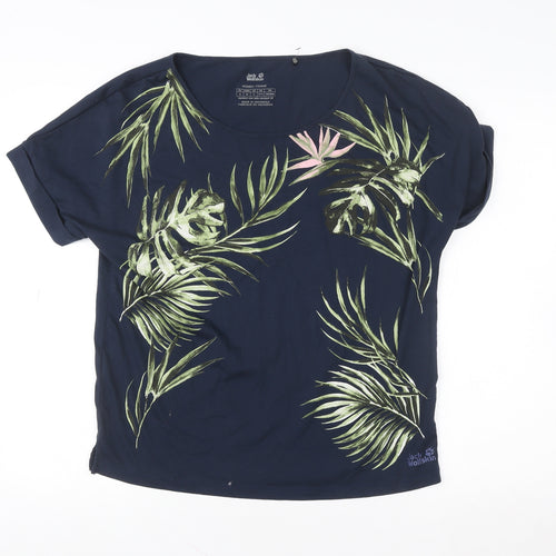 Jack Wolfskin Women's Blue Tropical Print T-Shirt Size S