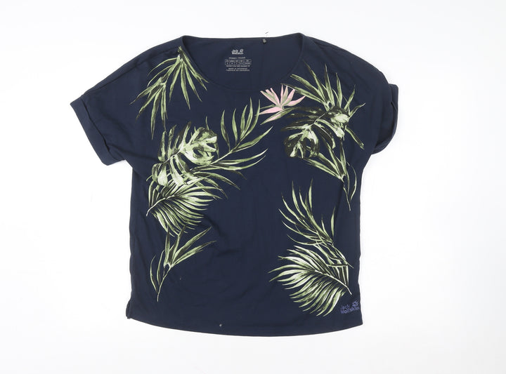Jack Wolfskin Women's Blue Tropical Print T-Shirt Size S