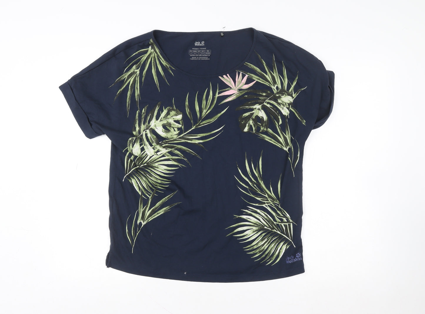 Jack Wolfskin Women's Blue Tropical Print T-Shirt Size S