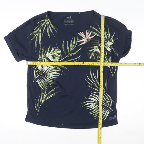 Jack Wolfskin Women's Blue Tropical Print T-Shirt Size S