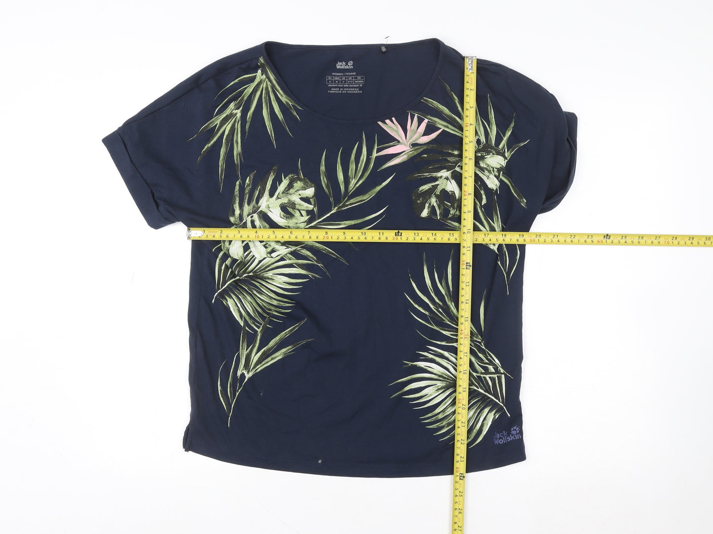 Jack Wolfskin Women's Blue Tropical Print T-Shirt Size S