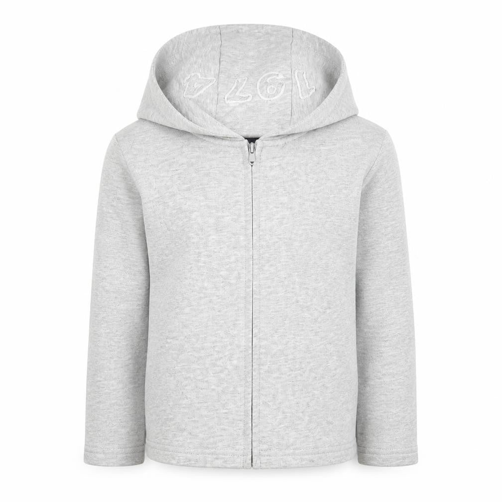 Front view of Next boys’ grey hooded full zip cotton basic jacket 7-8 years