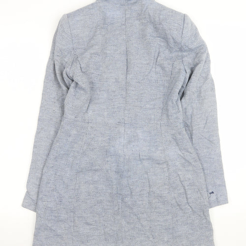 Zara Women Blue Size 8 Herringbone Tweed Mid-Length Blazer