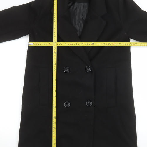 Nina Conti Women's Black Long Overcoat Size M Lined Button Classic Style